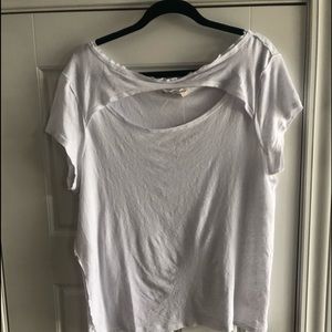 Free People White Cutout T-shirt, size L, New